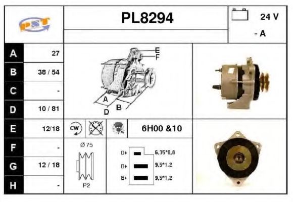 SNRA PL8294 Alternator